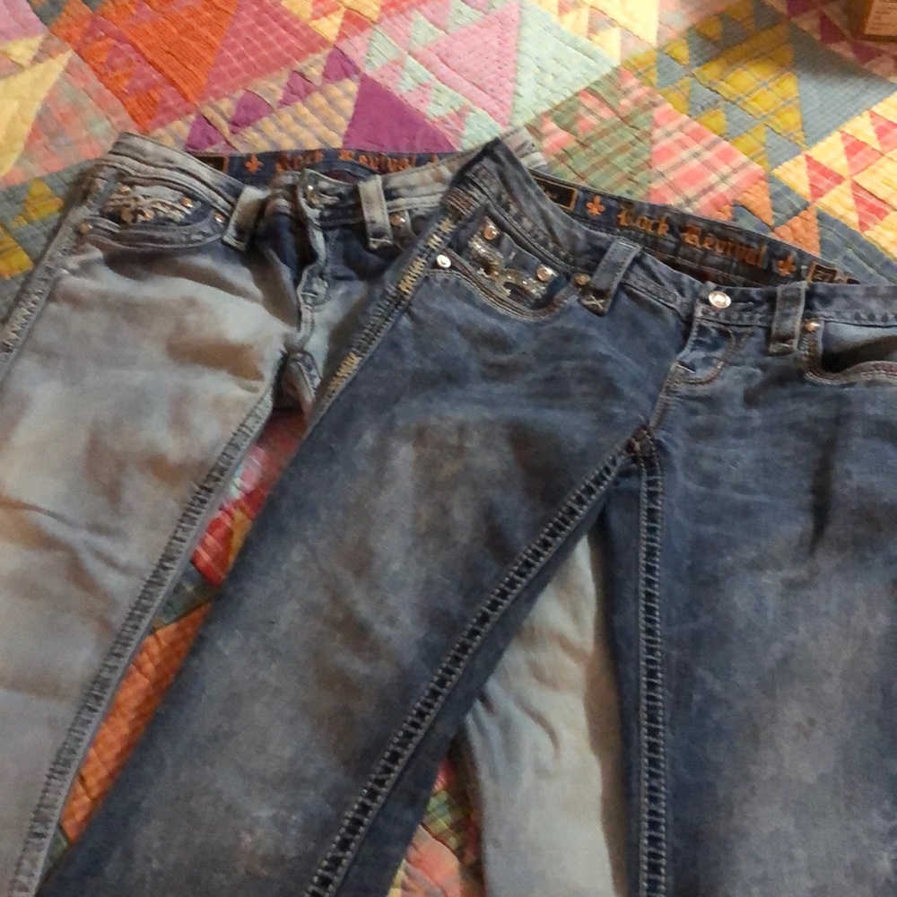 Two pairs of rock revival jeans size 27 with bling